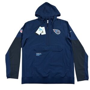 NEW On Field Nike Tennessee Titans NFL Half Zip Hooded Windbreaker Blue Mens M